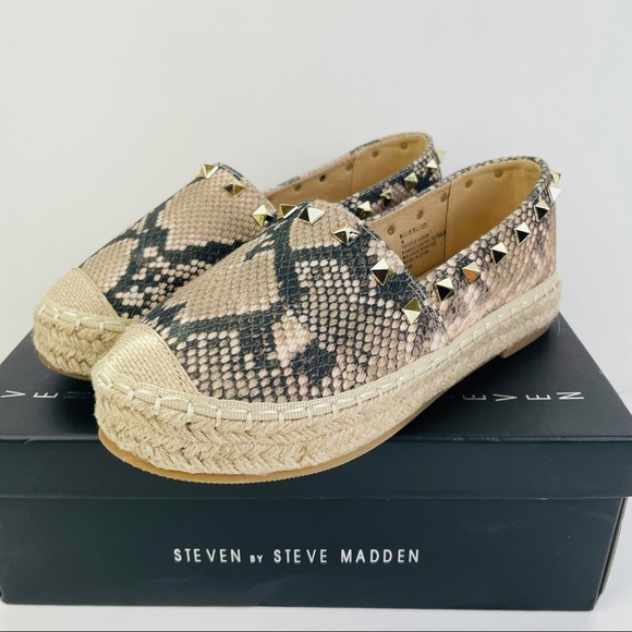 Steven by Steve Madden Billie Studded Espadrille Python Shoes Women’s Size 6 - Picture 2 of 10